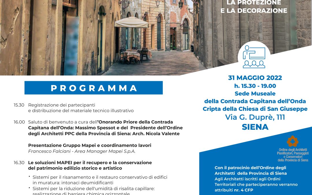 31 Maggio 2022 SEMINARIO MAPEI: LINEA RISANAMENTO MURATURE